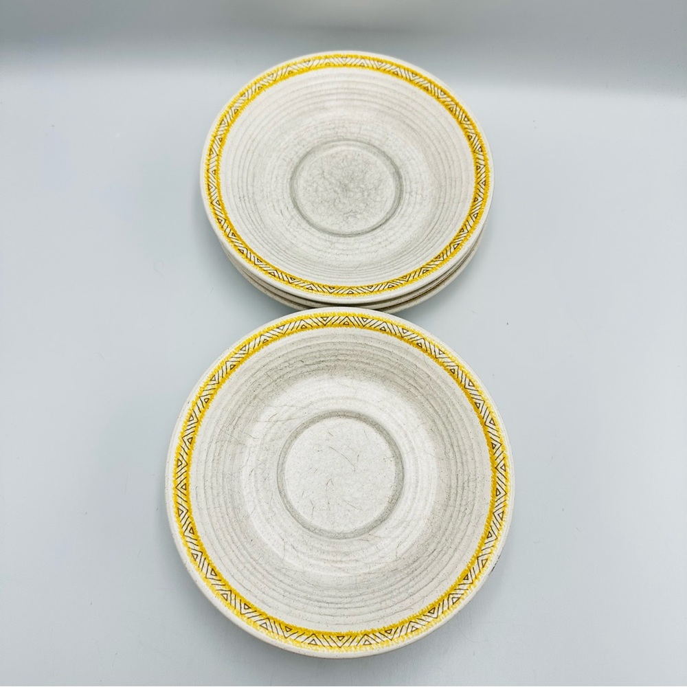 Set of 6 Vintage Franciscan Earthenware Hacienda Gold Saucers MCM Preloved